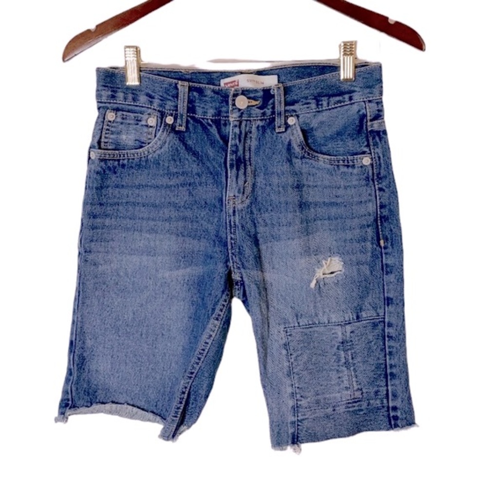 Levi’s Girl’s Youth Denim Distressed 511 Slim Bermuda Shorts Size 14 Reg